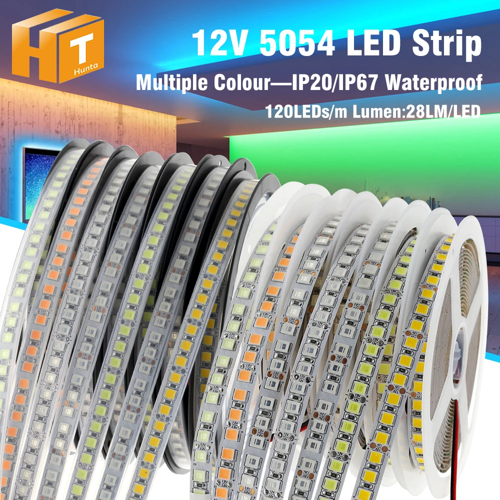 Striscia LED 5054 DC12V 120LED/m luce a nastro flessibile alta 3000K 4000K 6000K 7000K IP67 striscia LED ad alta luminosità 5 m/lotto