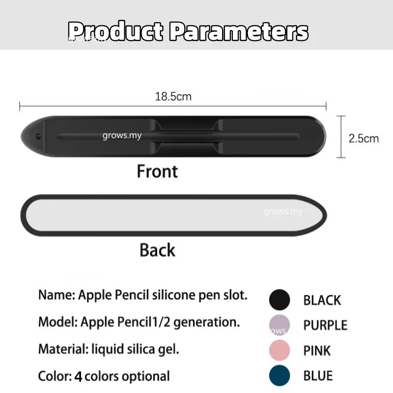 Pencil Holder Silicone Tablet Stylus Pen Slot Magnetic Solid Color for Apple Pencil 1 or 2 Generation Universal Pencil Slot