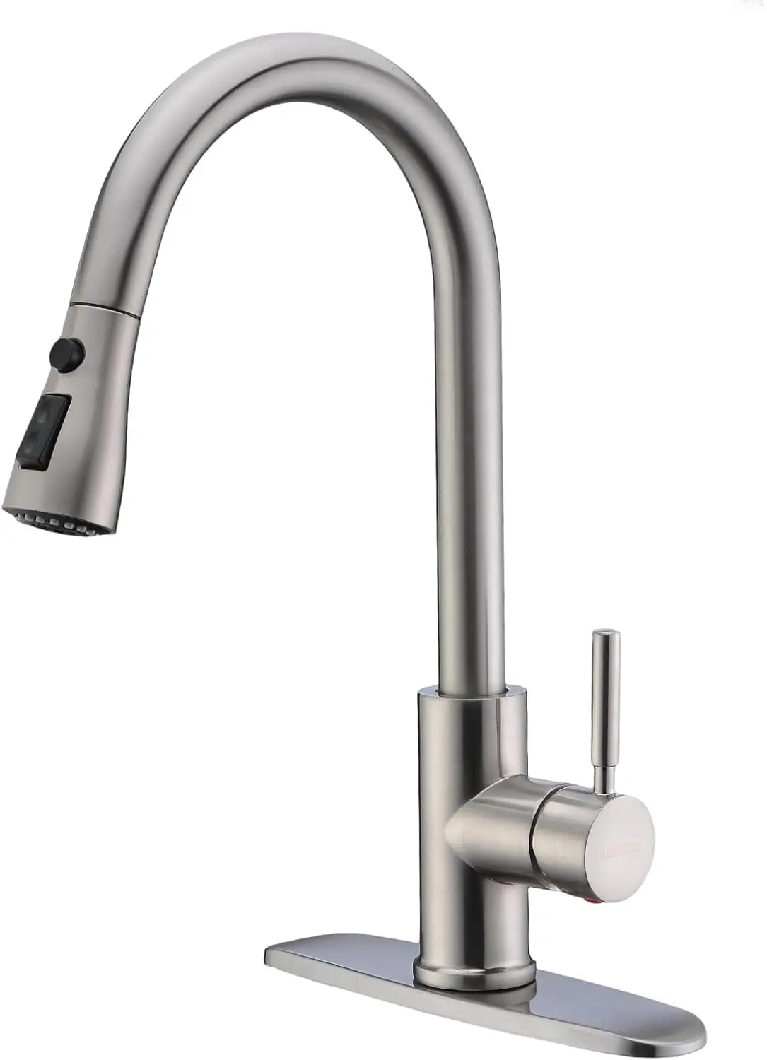 

Single Handle High Arc Pull Out Kitchen Faucet with Pull Down Sprayer, Stainless Steel for Sink Laundry RV Bar