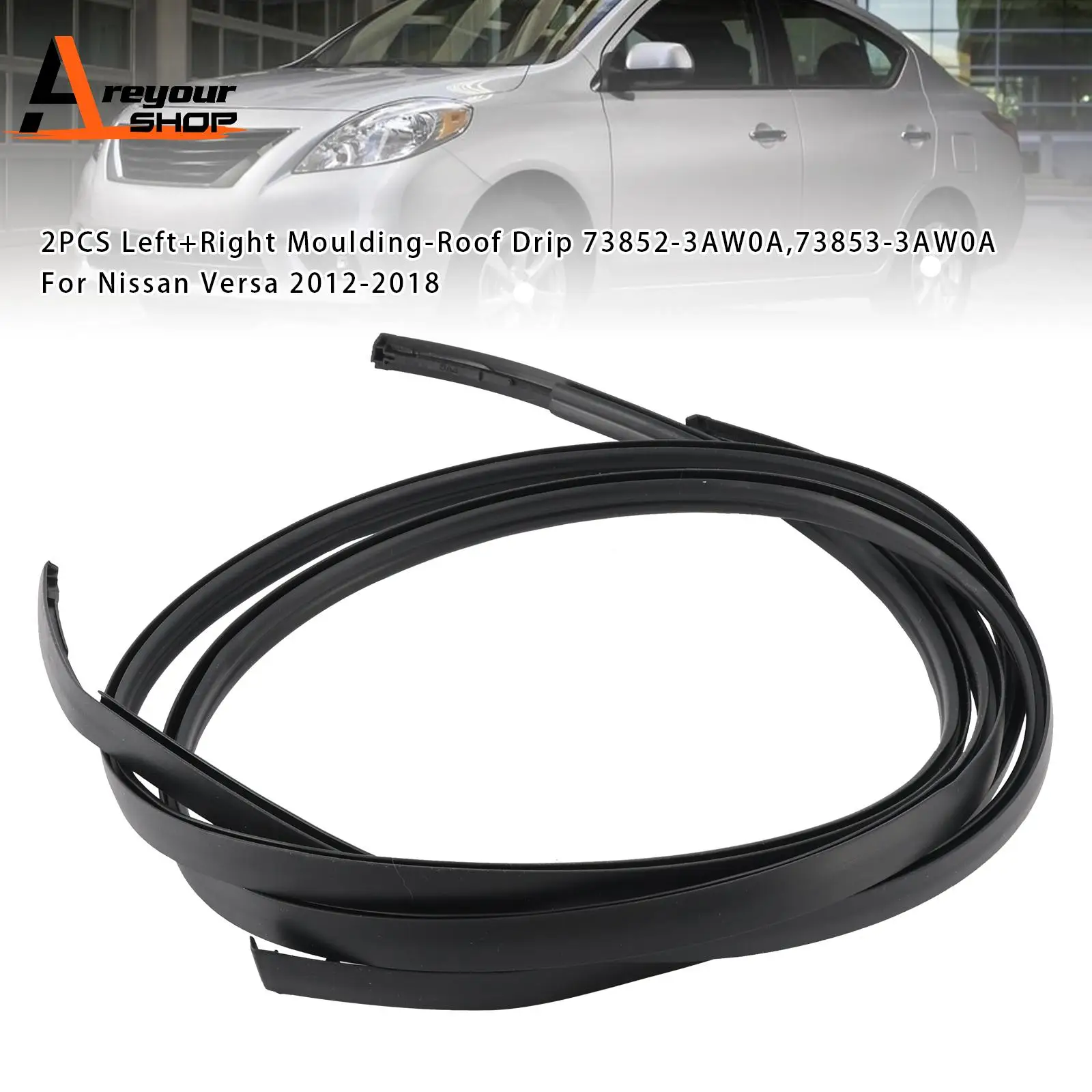 2 шт. молдинг-капель на крышу 73852-3AW0A, 73853-3AW0A для Nissan Versa 2012 2013 2014 2015 2016 2017 2018