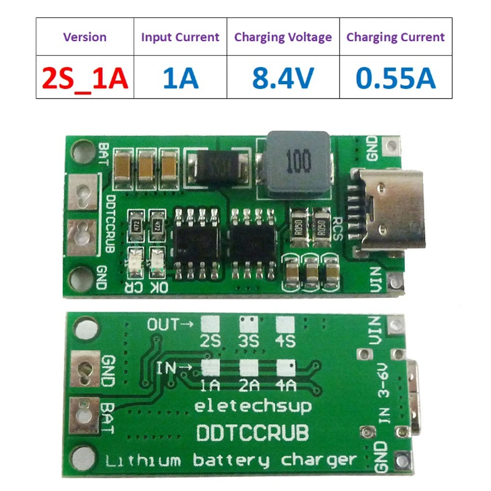 18650 Lithium Battery Multi-Cell 2S 3S 4S Type-C To 8.4V 12.6V 16.8V Step-Up Boost LiPo Polymer Li-Ion Charger 7.4V 11.1V 14.8V