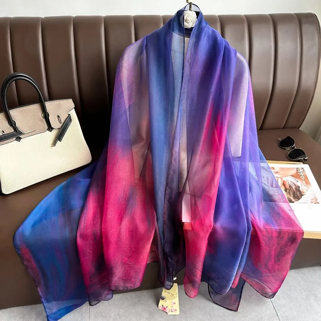 180*135cm Luxury Brand Summer Female Pareo Beach Scarf Women Sunscreen Outdoor Shawl Wrap Chiffon Soft Large Bandanna Foulard