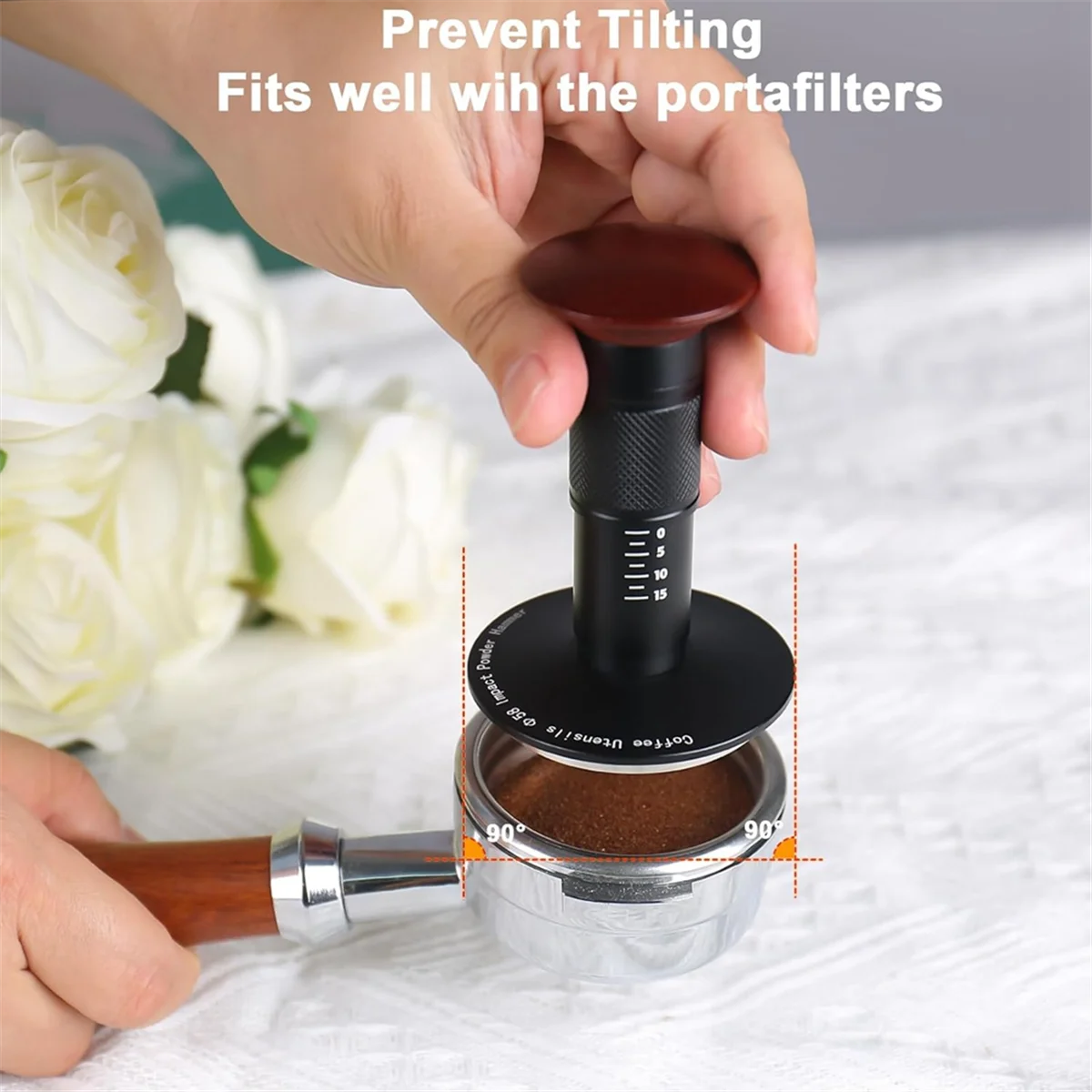 사운드 피드백이 있는 Y31A 에스프레소 탬퍼, 임팩트 커피 탬퍼, 포터필터 51mm에 맞는 보정된 에스프레소 핸드 탬퍼