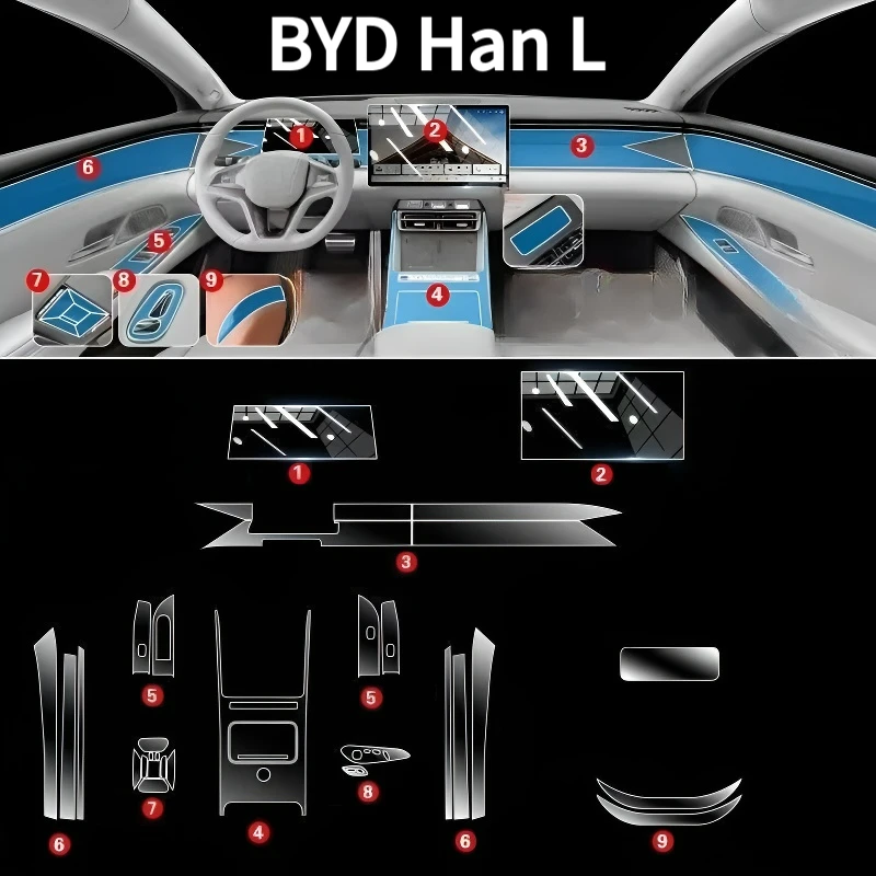 

For BYD Han L 25 interior protection Dashboard Multimedia GPS Navigation Transparent Scratch-Resistant Film Modification