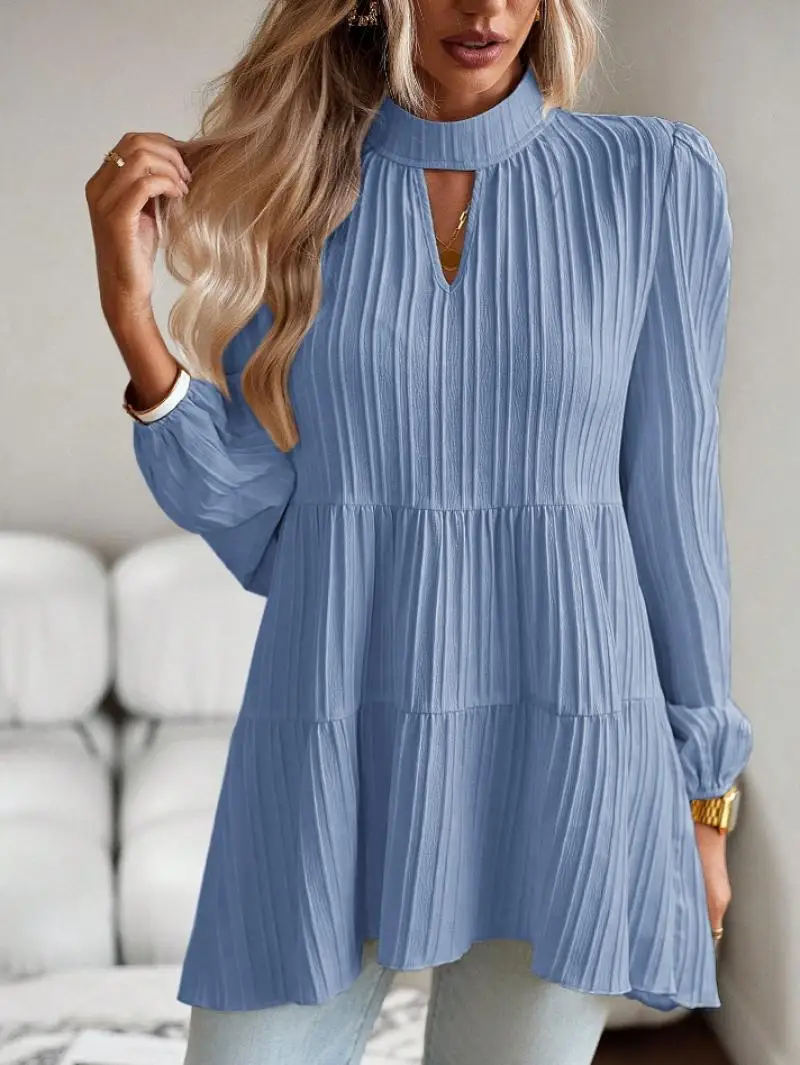 

Elegant Women's Shirt Summer Casual Solid Color O-Neck Elegant Long Sleeve Shirts Women's Casual Loose Urban Women's Long Shirts