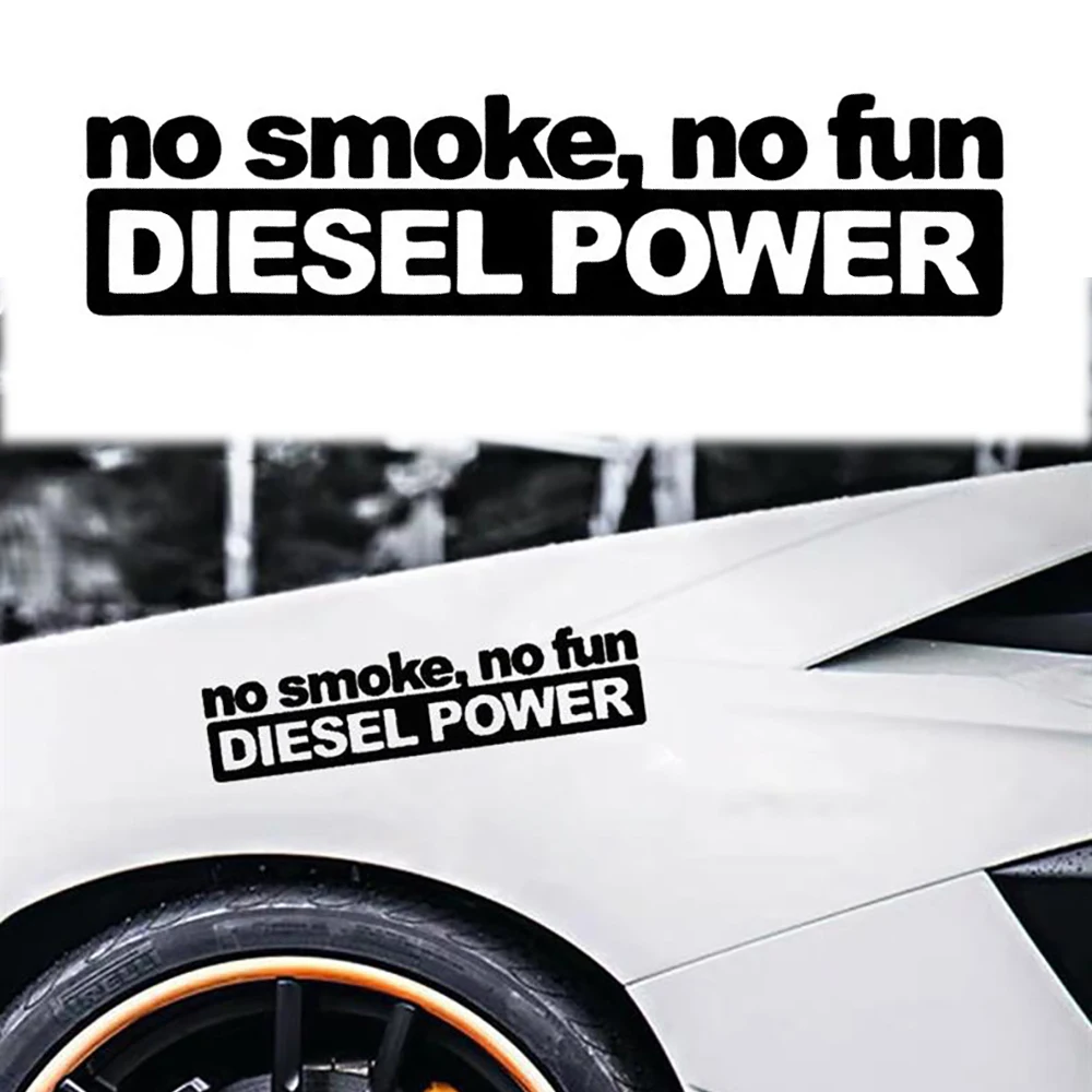 15.2X3.7CM Black/White/laser Car Stickers NO SMOKE NO FUN DIESEL POWER Car Styling Decal Car Motorcycles Bicycles Accessories
