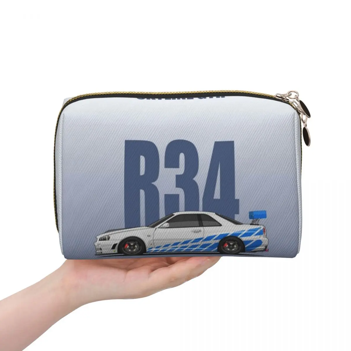 Skyline GTR R34 Women Cosmetic Bags Travel Makeup Organizer Pouch Toiletry Storage Dopp Kit Case