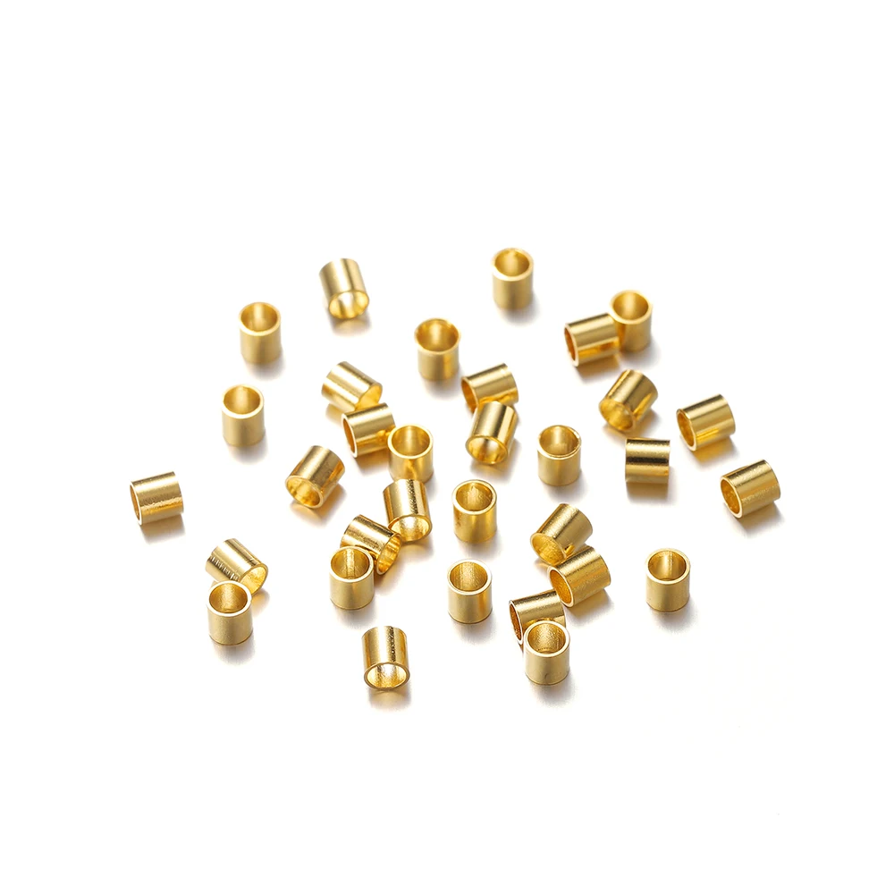 100 teile/los 1 1,5 2mm Gold Farbe Edelstahl Rohr Halskette Lederband Perlen Ende Perlen Für DIY Schmuck Machen zubehör