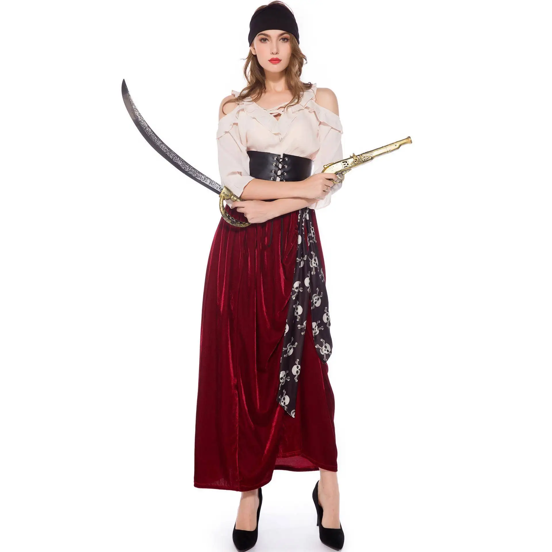 Adulto feminino caribe pirata cosplay desempenho traje palco drama desempenho roupa loween tema traje de palco étnico