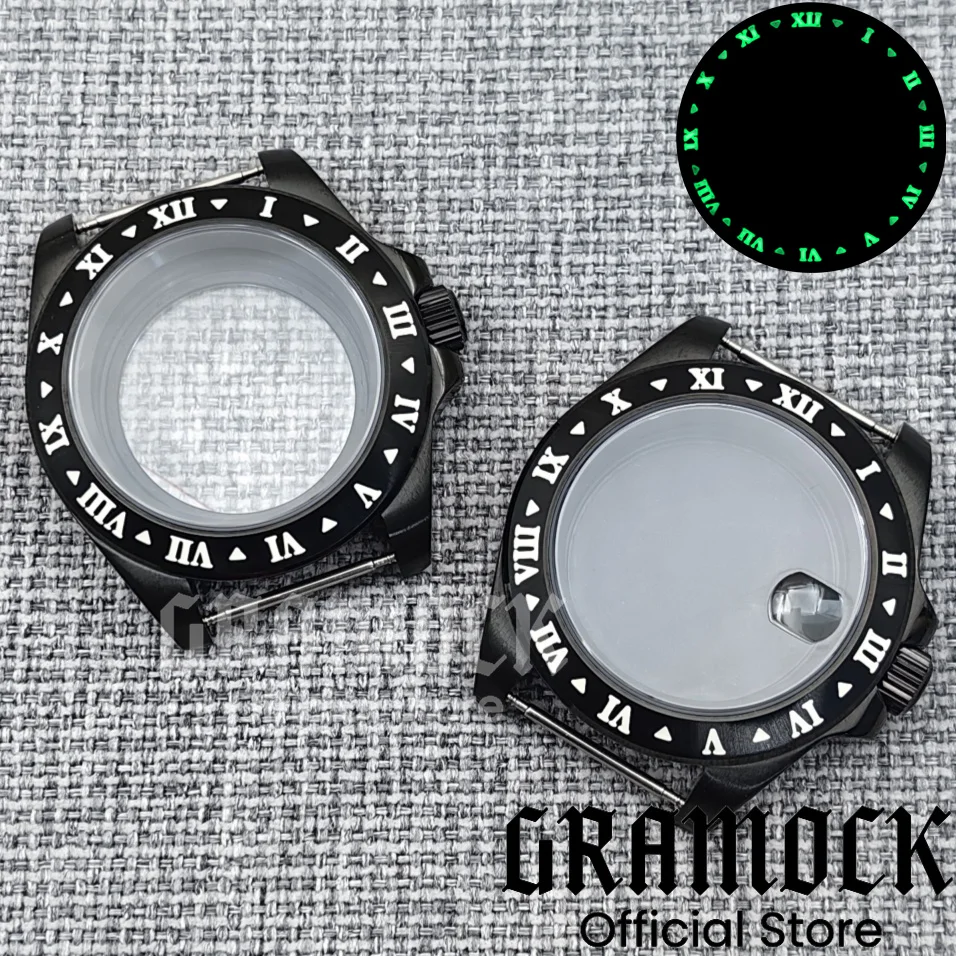 Мужской корпус часов GRAMOCK 40 мм EXP2, римские цифры, фиксированный безель, светящееся сапфировое стекло, подходит для механизма NH34 NH35 NH36 ETA2824 PT5000