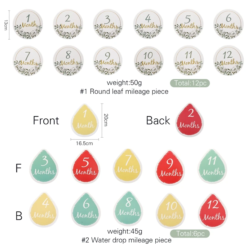 1 takım bebek kilometre taşı kartları kağıt yapılmış su damlacıkları anıt doğum aylık çocuklar hatıra kart bebek fotoğraf sahne