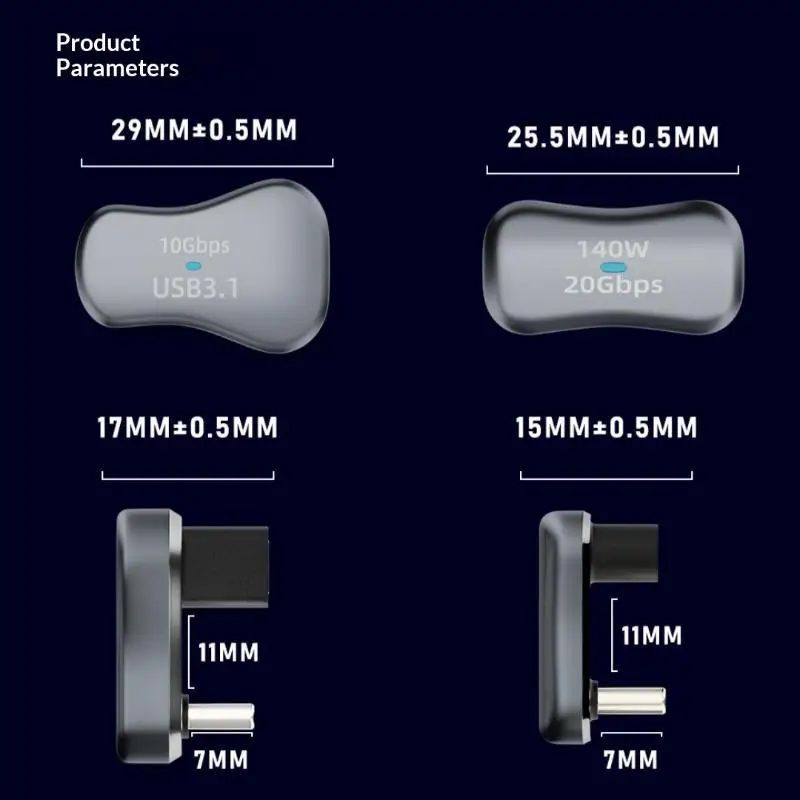 （NEW）6.) Advanced Type C Adapter for Steam Deck, Male to Female, 20Gbps Speed, 180 Degree Angle, PD 140W Fast Charging