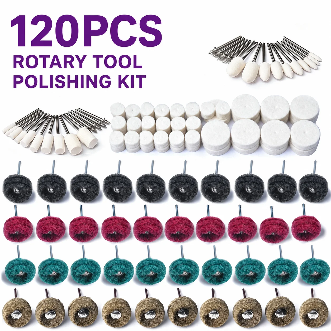 120PCS Abrasive Buffing Wheel Kit, 1/8
