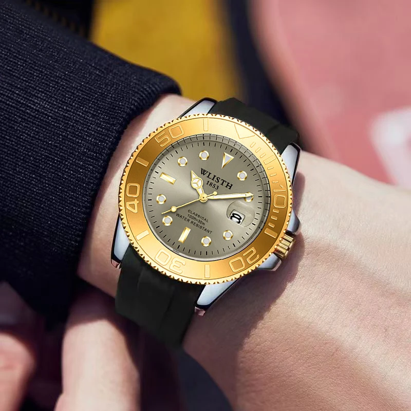 Watches for Man High Quality Fashion Silicone Band Man Watch Waterproof Quartz Wristwatch Functional Business Sports Watch