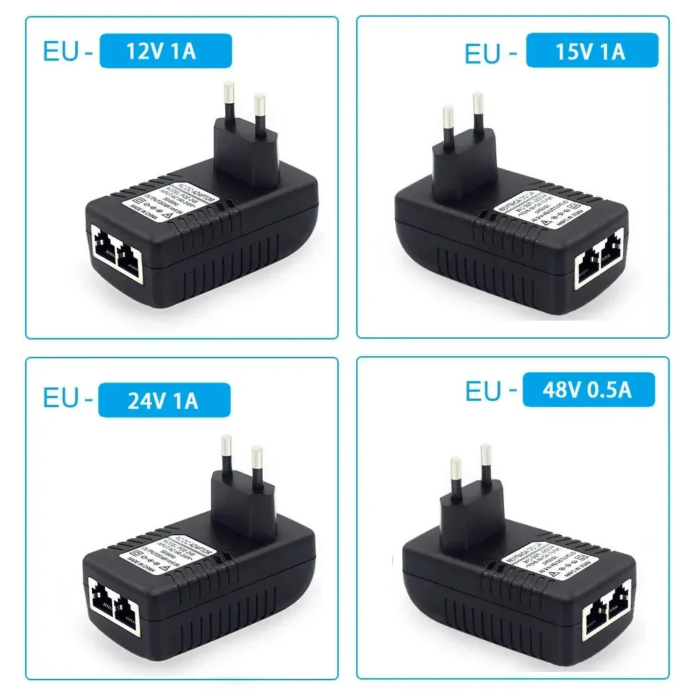 Imagem -05 - Huitenda-poe Adaptador de Alimentação Injector Ethernet Poe para Switch Cctv Câmera ip ap Telefone Plug ue 12v 15v 24v 48v 1a 0.5a 05a