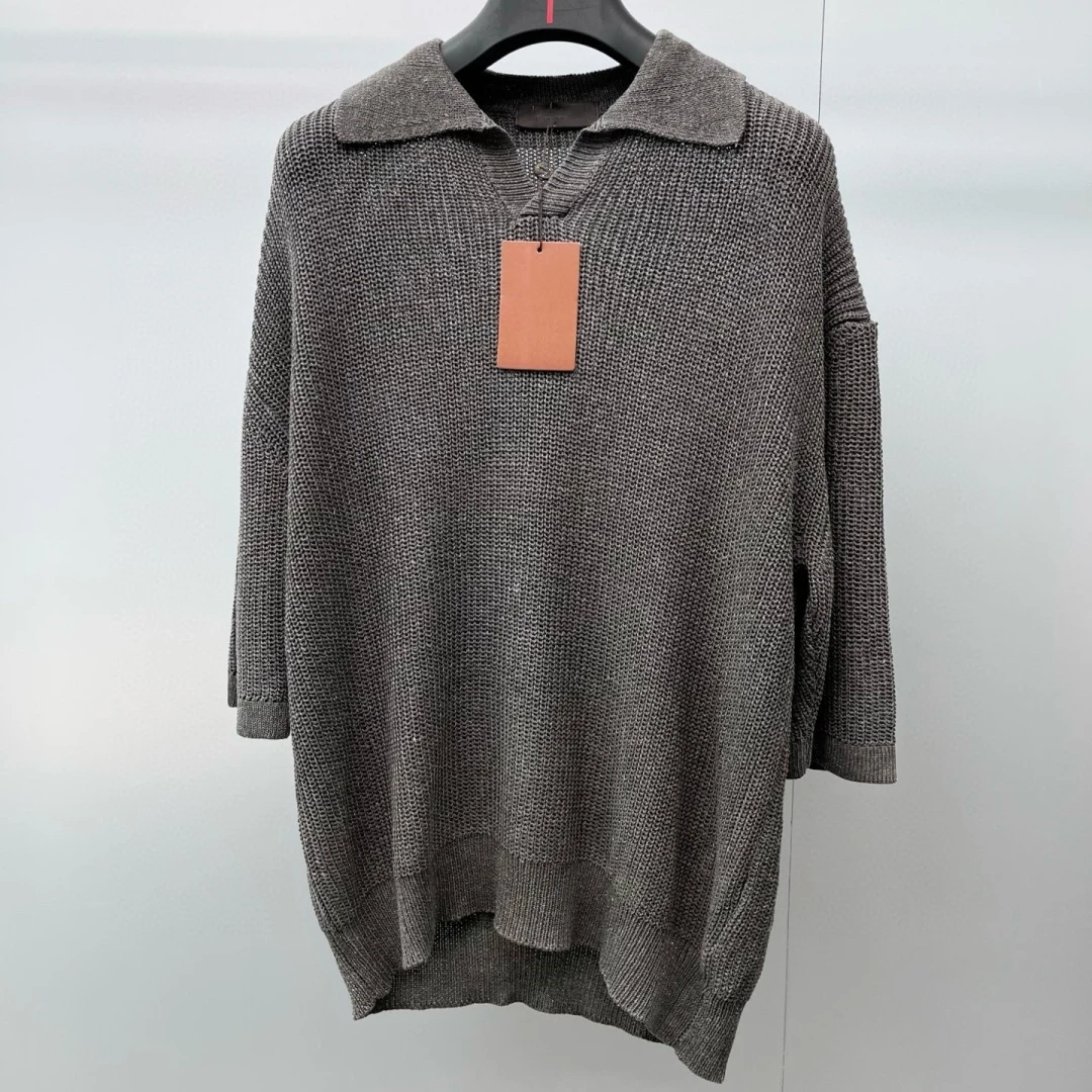 

Italian LP men's clothing 25 summer new old money loose knitted sweater men's casual V lapel polo shirt short sleeve