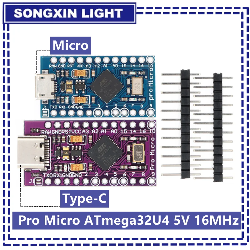 Pro Micro with Atmega32U4 chip Development Board, AYWHP 5 PCS Pro Micro 5V/16MHz Nano microcontroller Development Board with Built-in USB updater Type-C Interface Compatible with Arduino IDE Pro Micro with Atmega32U4 chip Development Board, AYWHP 5 PCS Pro Micro 5V/16MHz Nano microcontroller Development Board with Built-in USB updater Type-C Interface Compatible with Arduino IDE