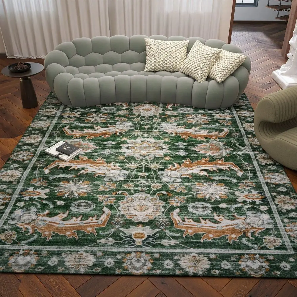 

Beige Oriental Vintage Carpet, 5x7ft Washable Abstract Geometry Short Pile Rug, NonSlip Soft Floor Mat For Living Room Bedroom