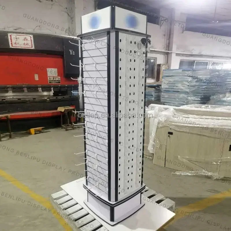 custom.Double Sided Rotating Sunglasses Display Stand With Wheel Custom Floor Standing Eyewear Display
