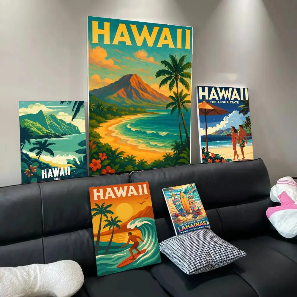 Summer Beach Hawaii Poster Modern Aesthetic Wall Art Print Minimalist Poster Bedroom Living Room Home Decor Gift