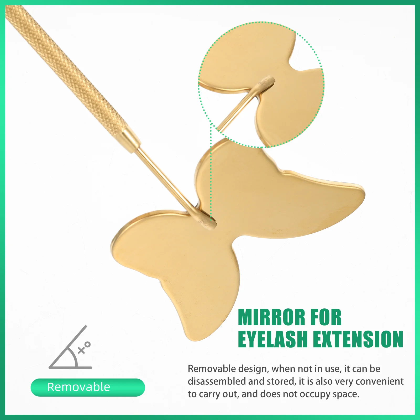 رمش الفولاذ المقاوم للصدأ شكل فراشة عدم الانزلاق مقبض لاش تمديد مرآة القابلة للإزالة المحمولة صالون رمش تحقق مرآة #1