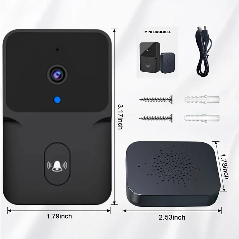 Wireless Outdoor Doorbell Low-power Smart Home Intercom Video Eye Digital Peephole Wifi Door Ring Camera with Monitor Chime Bell