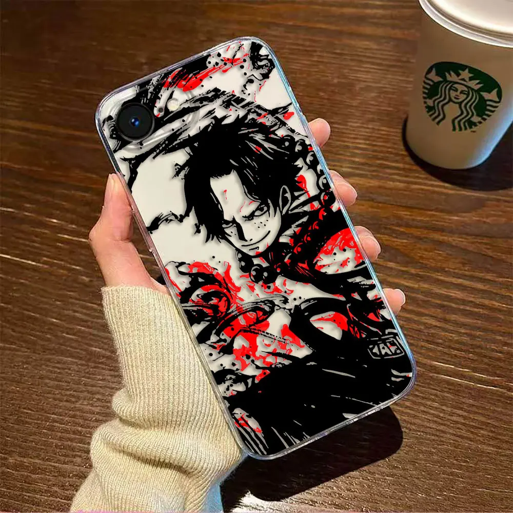 Comics O-One Piece Luffy Zoro ACE Clear Phone Case For iPhone Apple 17 AIR 17E 16E 16 15 14 Plus 12 13 11 XR Pro Max Case Cover view 3