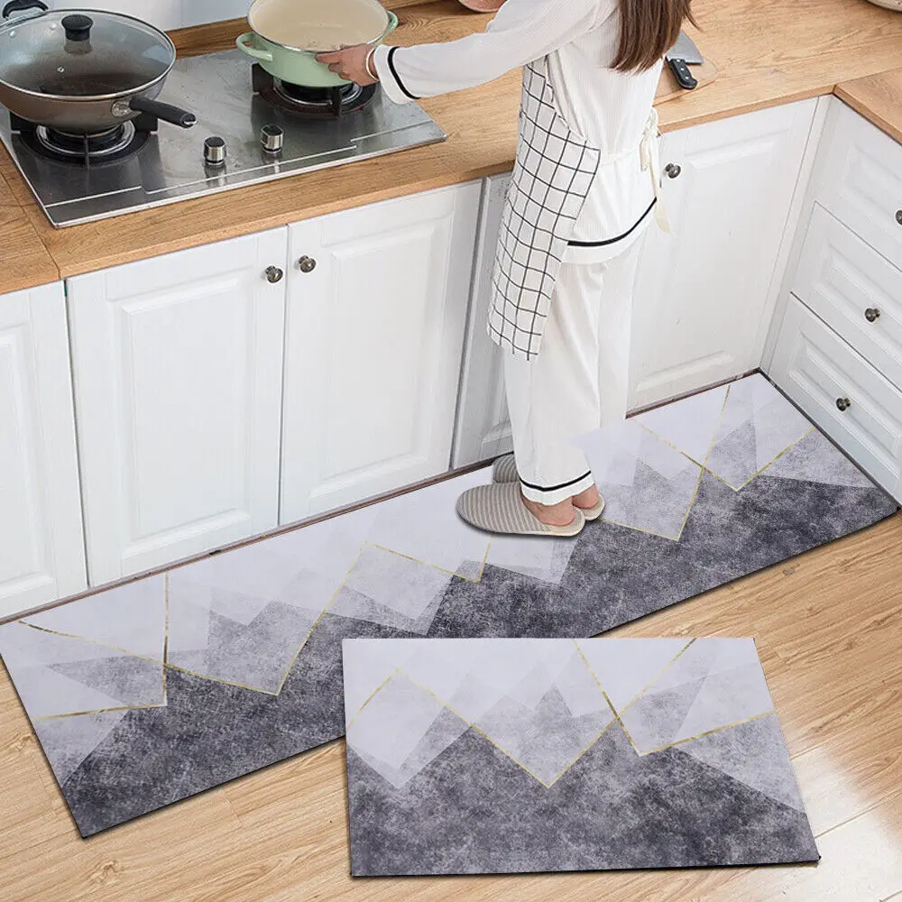 2Pcs Kitchen Rugs Anti Fatigue Cushioned Floor Mat Non Slip Waterproof Mat