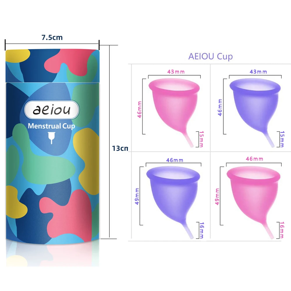 Aeiou Feminine Menstrual Cup Medical Silicone Hygiene Reusable Vagina Menstrual Collector Soft Menstrual Medical Silicon Cups