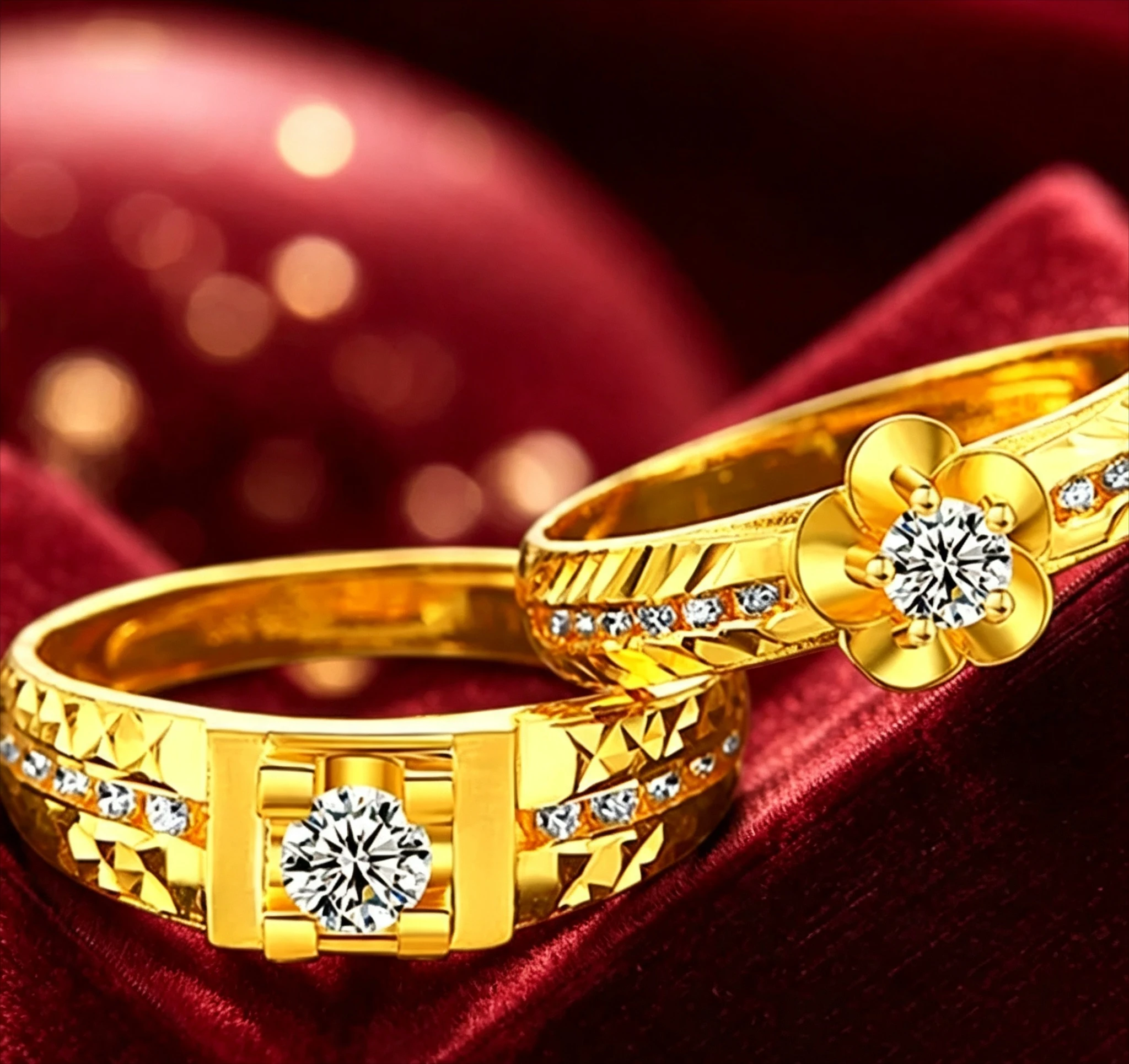 9999 24K Real Gold Couple Ring Vietnam Shajin Wedding First Accessories Gift Giving gifts for friends