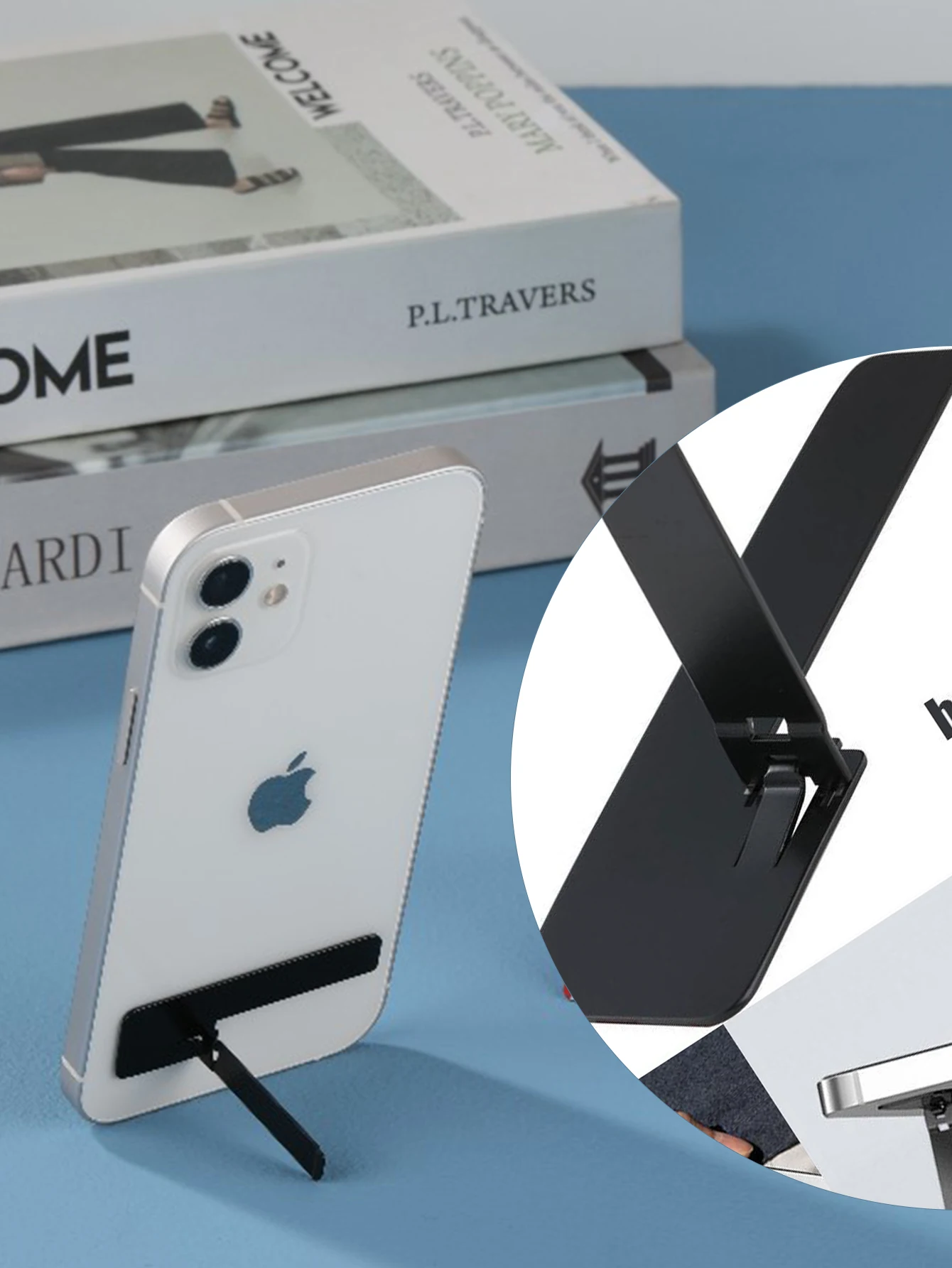 1/2PCS Ultra Dünne Mini Telefon Ständer Ständer Metall Stahl Klapp Schreibtisch Halterung Universal Desktop Telefon Halter Einfache fodling – Detail 5