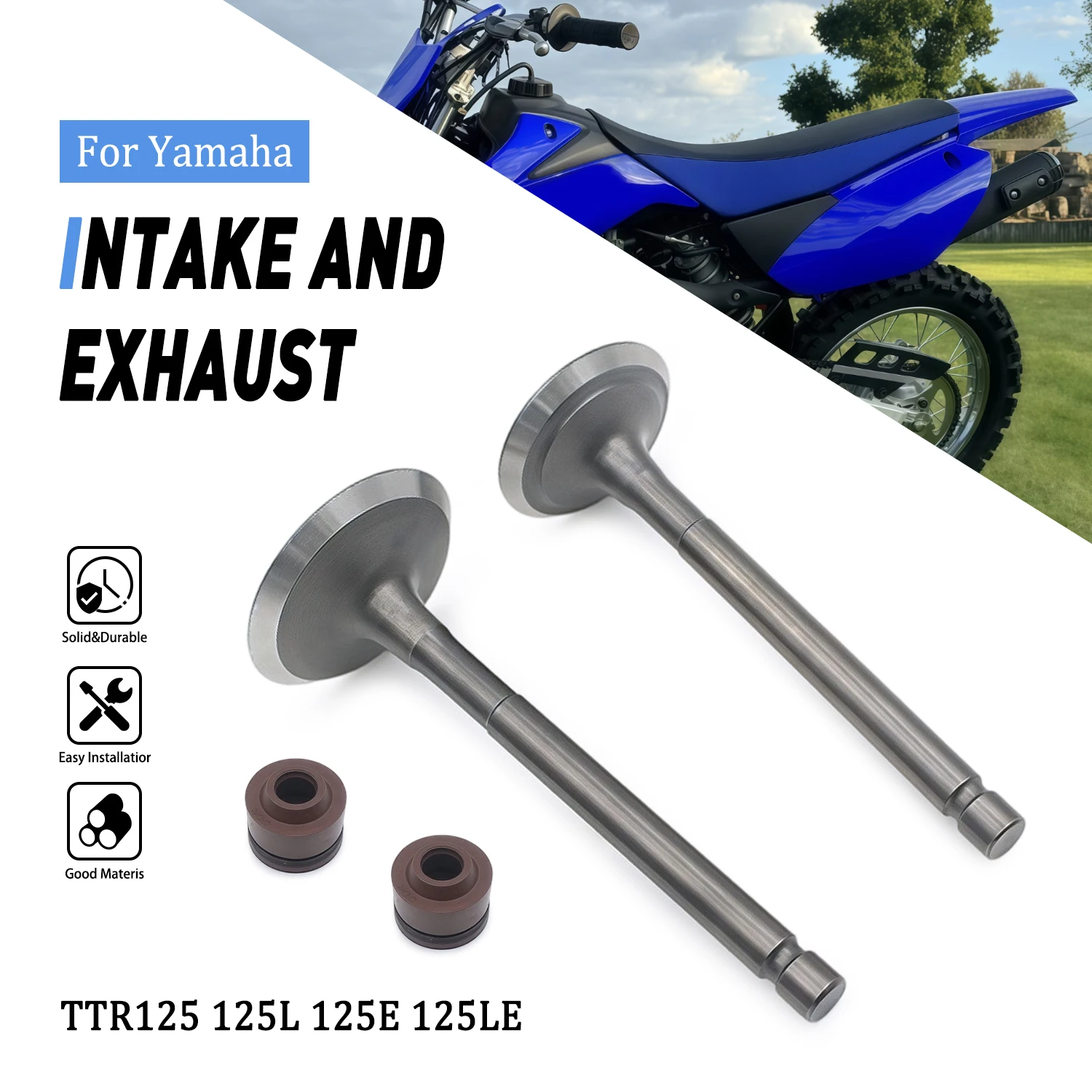 

Motorcycle Accessories Exhaust Valves Inlet Intake Stem Kit For Yamaha TTR TTR125 2000-2003 125L 2000-2008 125E 125LE 2003-2009