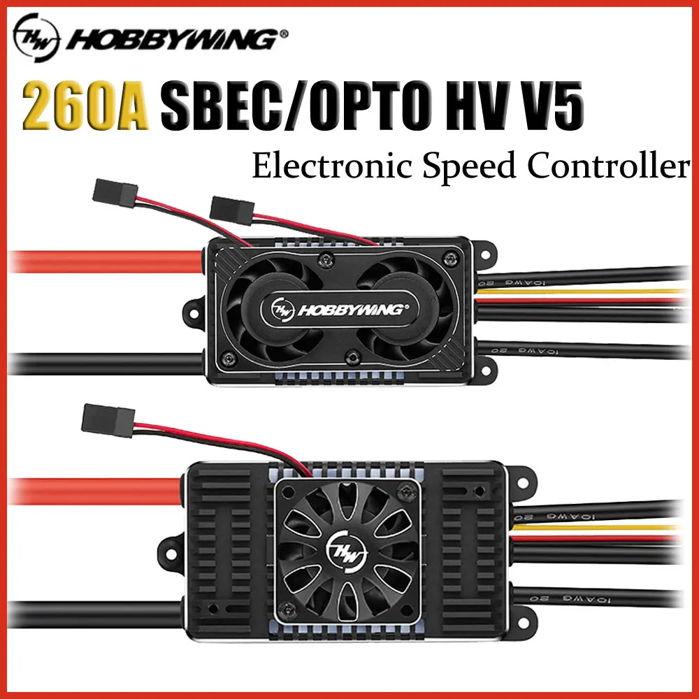 

HOBBYWING Brushless Platinum 260A HV SBEC/OPTO V5 ESC Speed Controlle 6-14S Lipo for 700-800 RC Electric Helicopter/Fixed-Wing