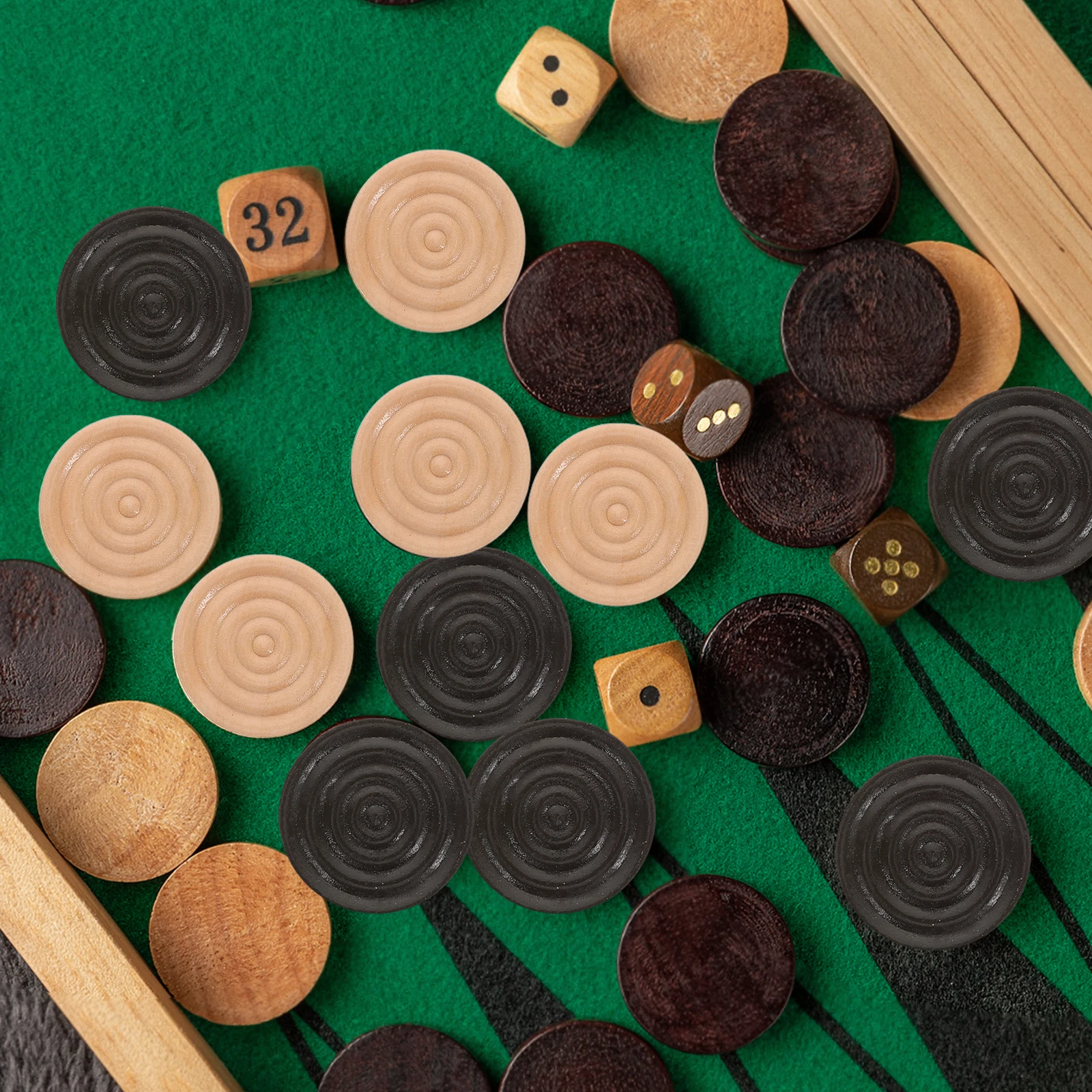 

24 Pcs Wooden Checkers Board Game Accessories Chinese Solid Chess Boards Travel