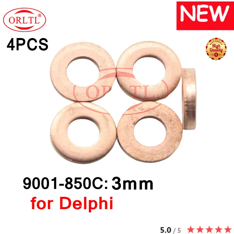 4PCS 9001-850C 7.1*15*3 3mm Injector Washer Shims Copper Rings Gasket 9001 850C 9001850C Thickness for Delphi