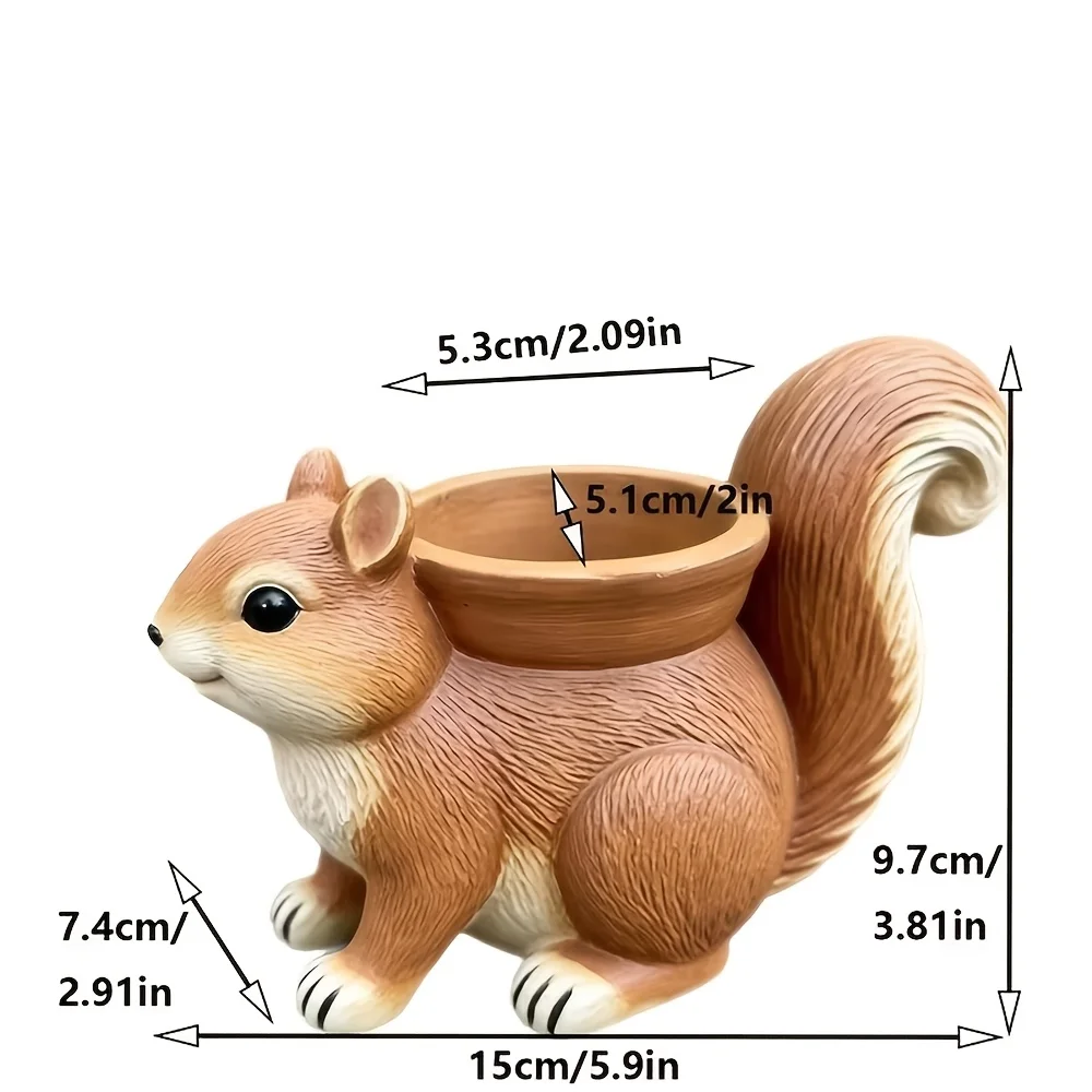 1 Piece Squirrel-Shaped Flowerpot Ornament Made of Resin, Animal-Shaped Home Balcony Garden Decoration Craft, Garden Decoration Ornament, Holiday Gift Item