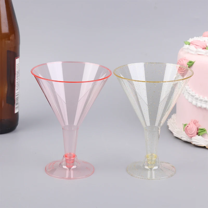 

10Pcs Disposable Plastic Martini Cups Clear Cocktail Dessert Unbreakable For Wedding Party Bowl Wine Ice Cream 9.3*12.5CM