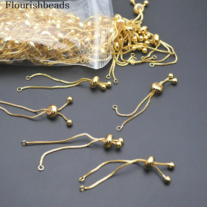 20pcs High Quality Anti-fading 18k Gold Rhodium Silver Color Length Adjustable Charm Bracelet Chains Jewelry Making Supplies