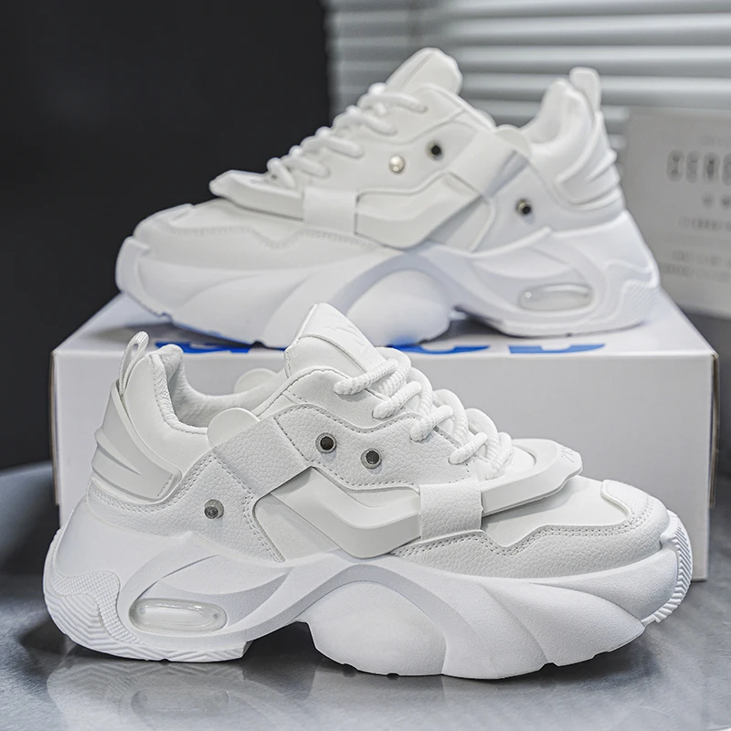Men's Leisure Sports Shoes with Thick Soles and Low Upper Lacing Style Wear-Resistant Soles Are Comfortable and Non-Skid Suitabl