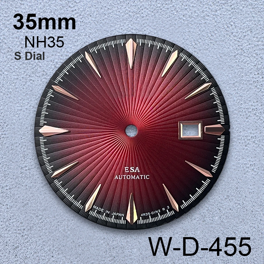 35mm S Logo Cocktail Dial Fit NH35 Japanese Movement Red High-Quality Dial Watch Modification Accessories