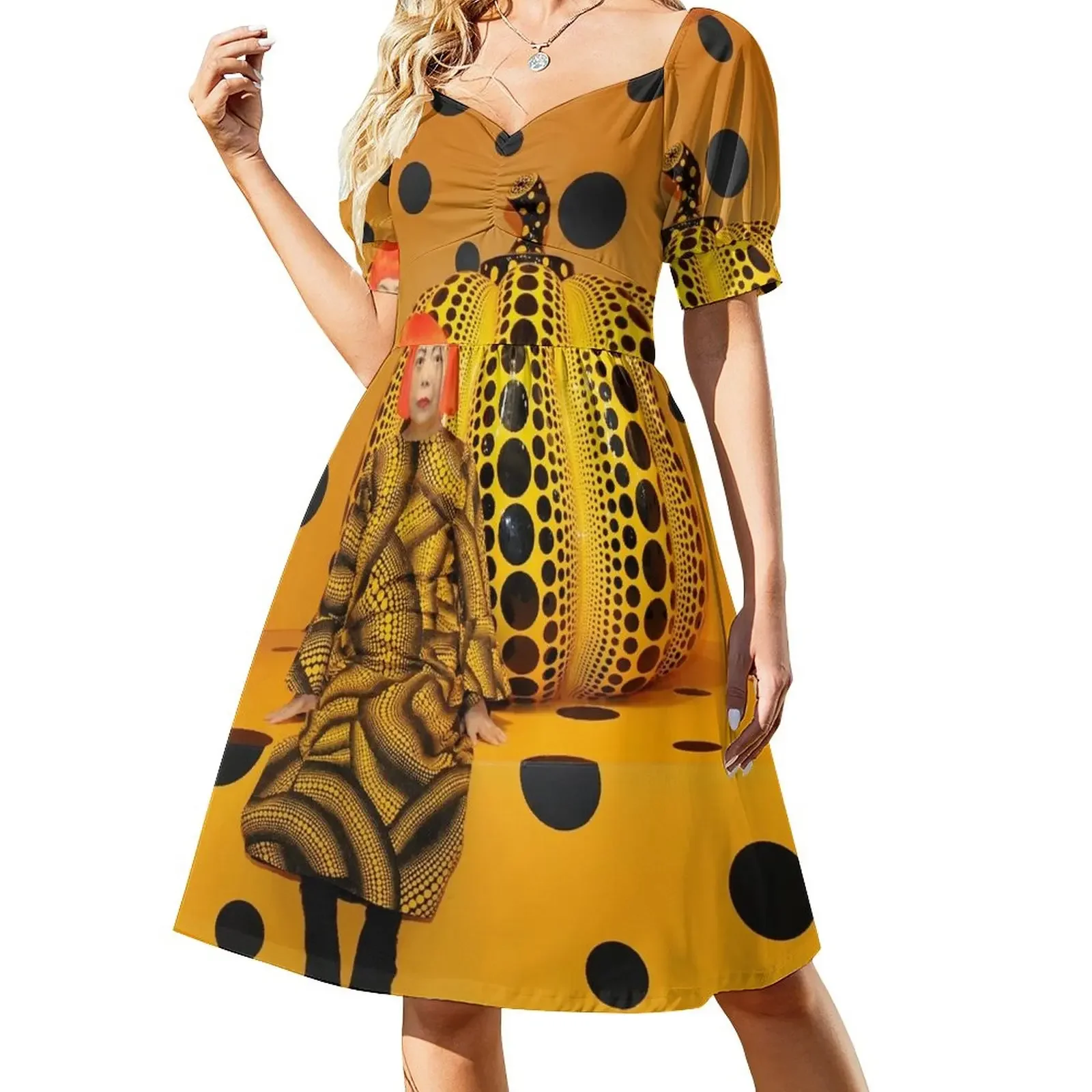 

pumpkins is yellow Sleeveless Dress chic and elegant woman dress dress for women