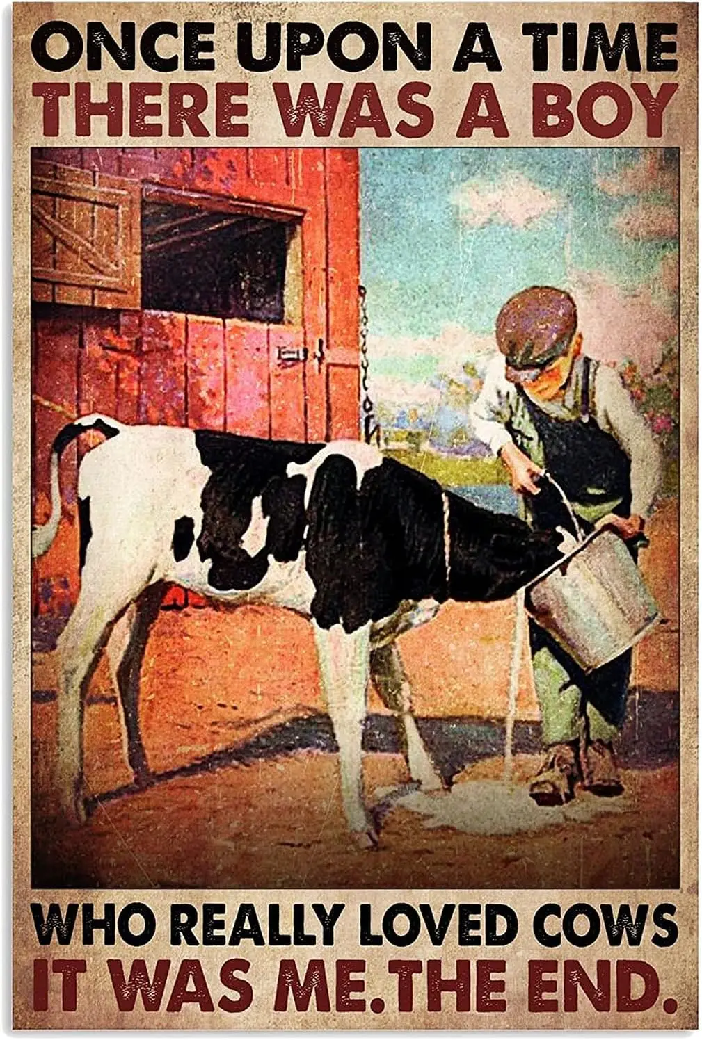 Однажды был мальчик, который действительно любил коров, ретро металлические жестяные знаки, винтажный алюминиевый знак для домашнего кофейного бара