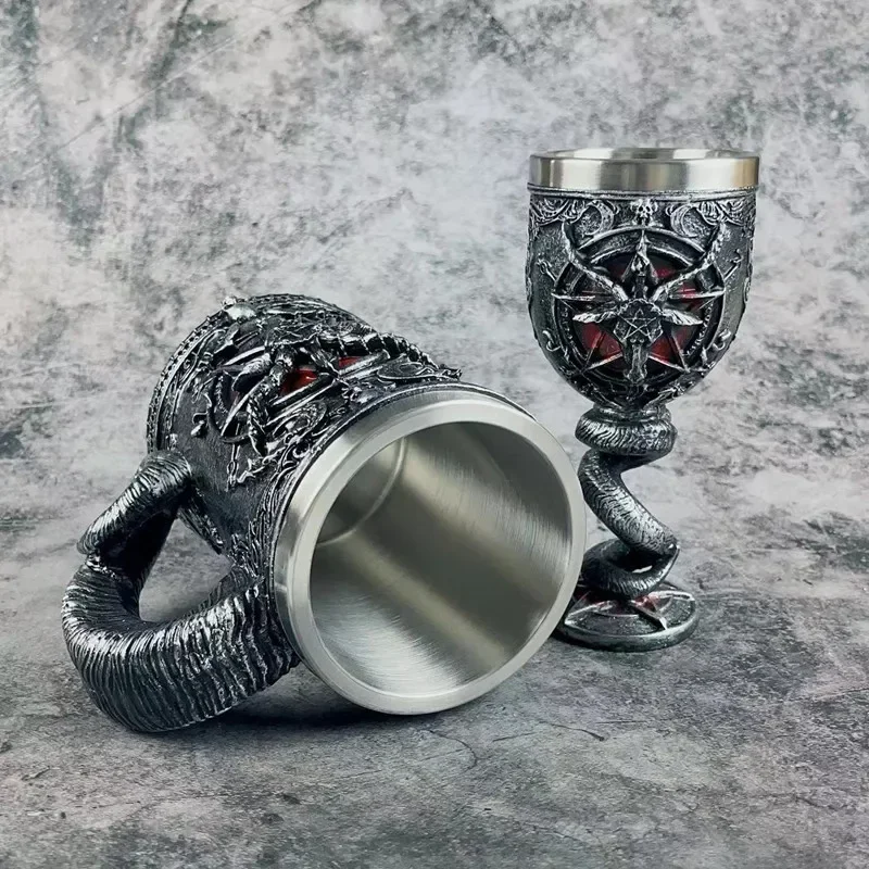 Creative Devil Claw Beer Mug Resin Stainless Steel Liner Double Wall Coffee Cup Wine Goblet for Home Kitchen Decoration Gift