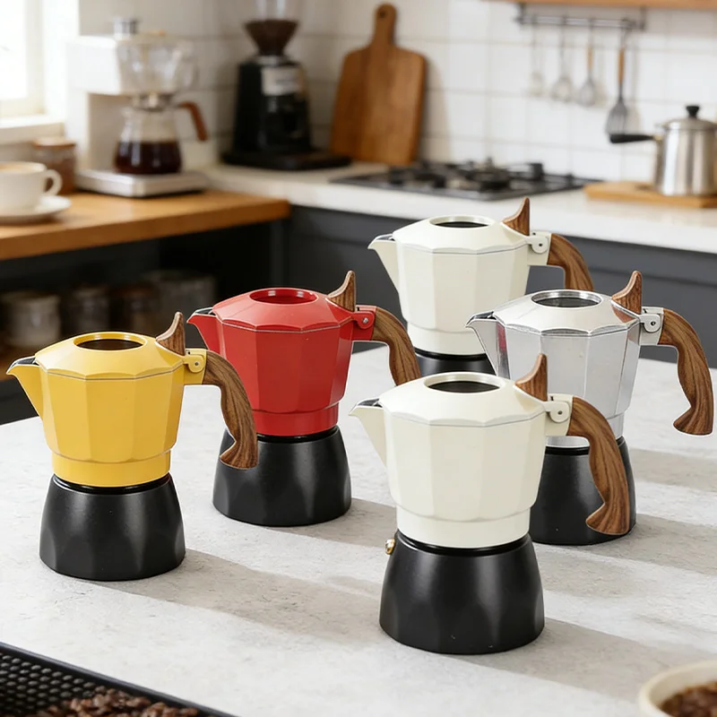 Double Valve Coffee Moka Pot 6th Generation Pressure Boost Valve Espresso Portable Maker Home Camping Italian Multiple Colors