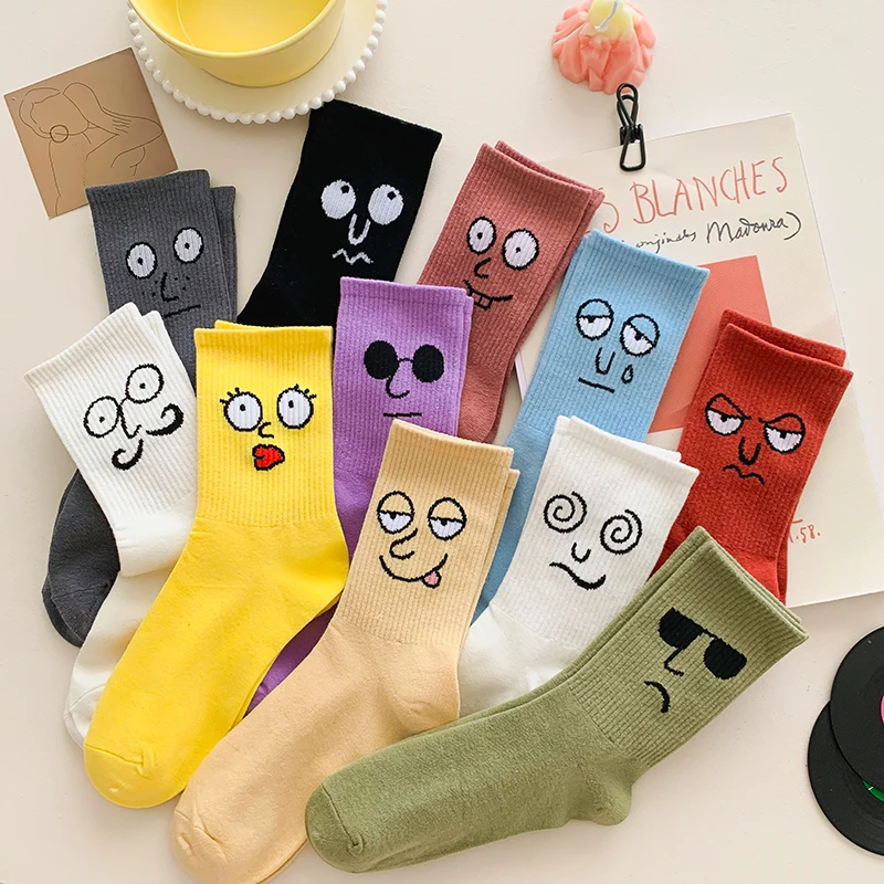 

1/6/10/16 Pairs Korean Funky Harajuku Trend Women Socks Unisex Candy Colors Kawaii Cotton Casual Breathable Couple Funny Socks