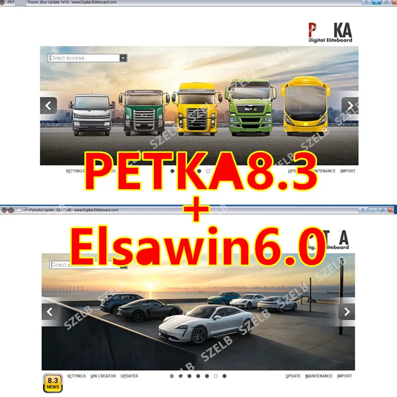 

PETKA8.3 и Elswin6.0 Программное обеспечение для ремонта автомобилей Групповое транспортное средство Каталог электронных запчастей для A-udi для V-W SE/AT+SKO/DA