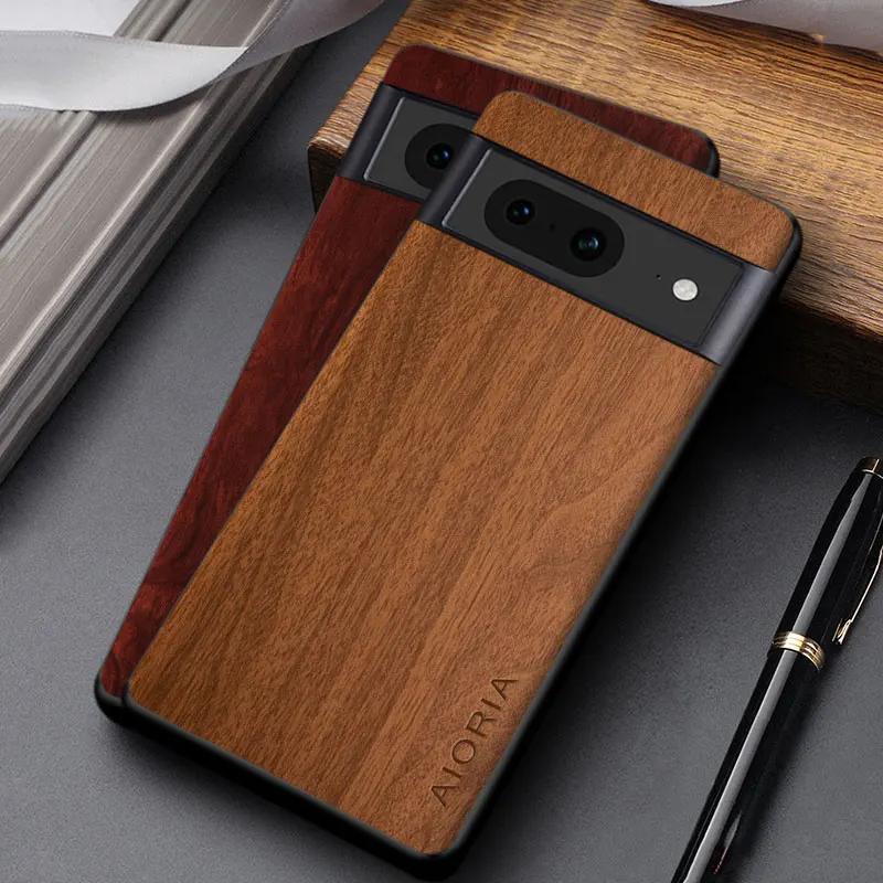 Funda para Google Pixel 8 Pro, funda de teléfono de cuero PU con patrón de bambú de madera de alta calidad para Google Pixel 8