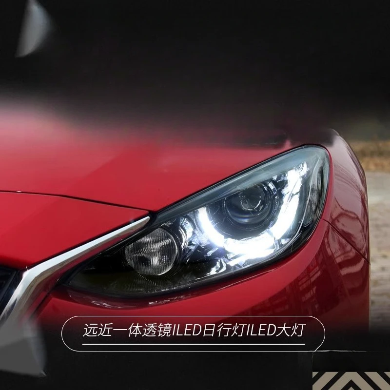 Suitable forMazda Axela  14-16  Headlight Assembly Modified LED Spoon Version Daytime Running Light Lens Xenon Headlight