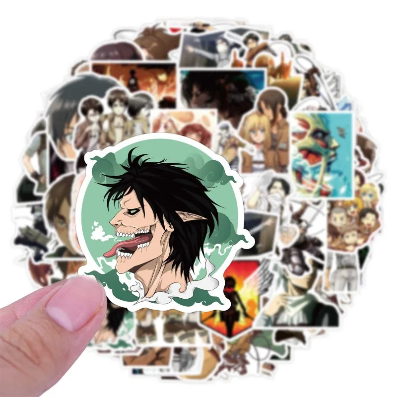 50/30/10PCS Eren Jaeger Mikasa Ackerman Armin Arlert Popular Anime Graffiti Waterproof Decorative Skateboard Luggage Stickers