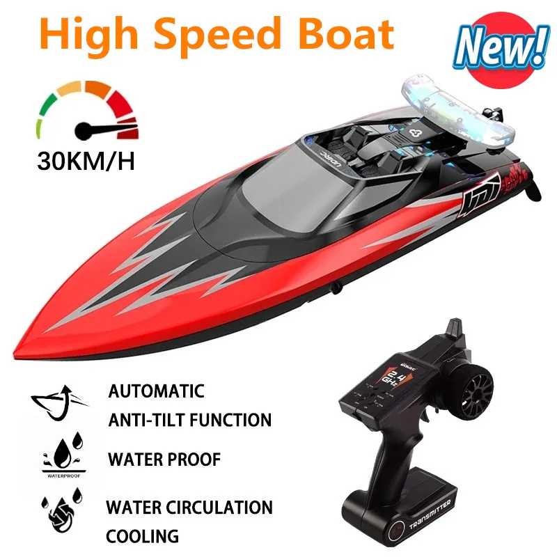 2023 Hot 30 KM/H RC High Speed Racing Boat 42cm Remote Control Ship Speedboat Water Cooling System Water Game Kids Toys Children